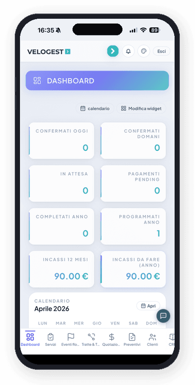 App VELOGEST — Dashboard