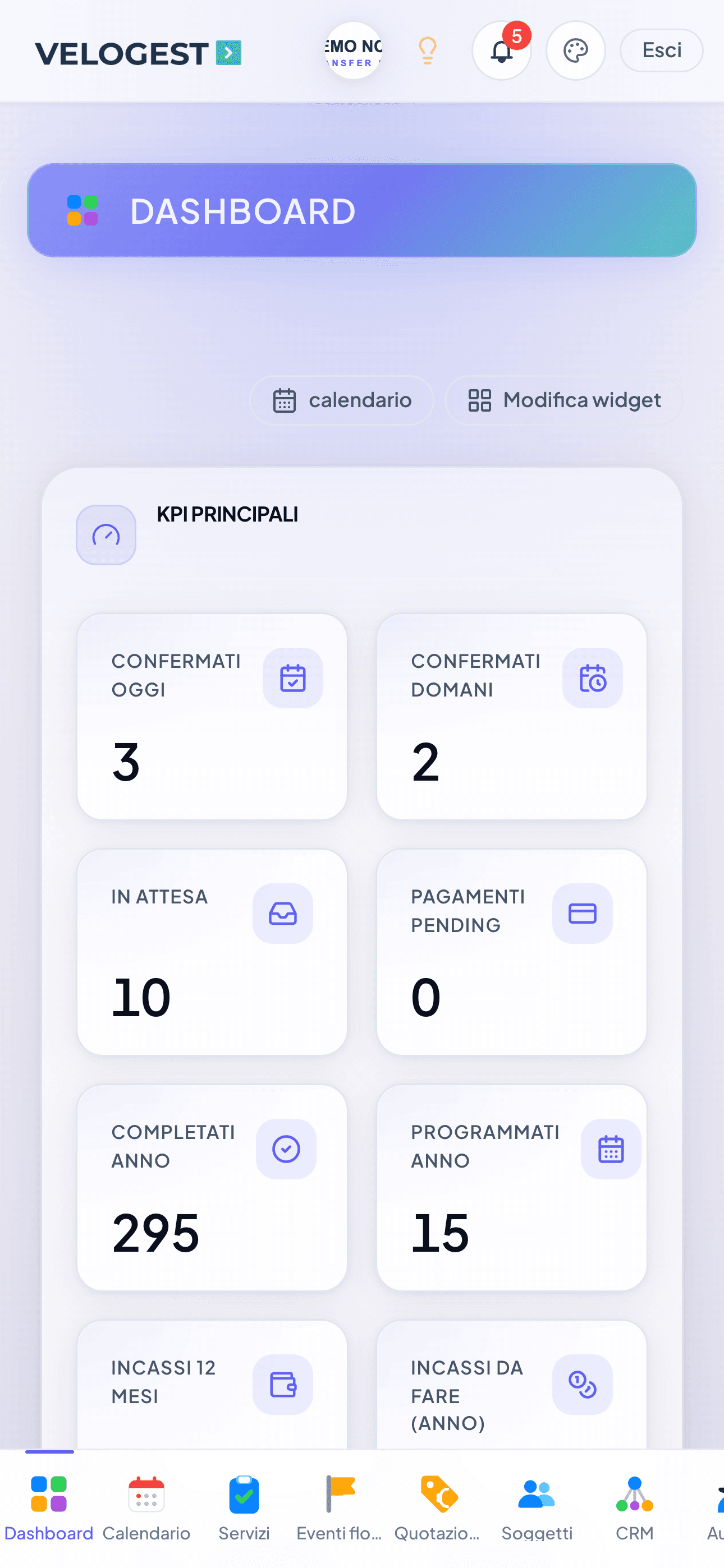App VELOGEST — Dashboard