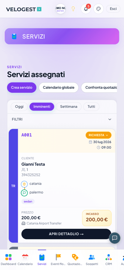 App VELOGEST — Servizi